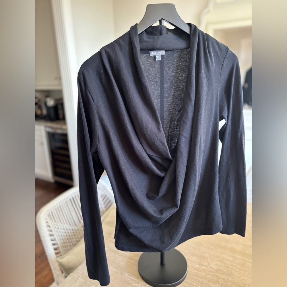 Lilla P black Drape long sleeve top